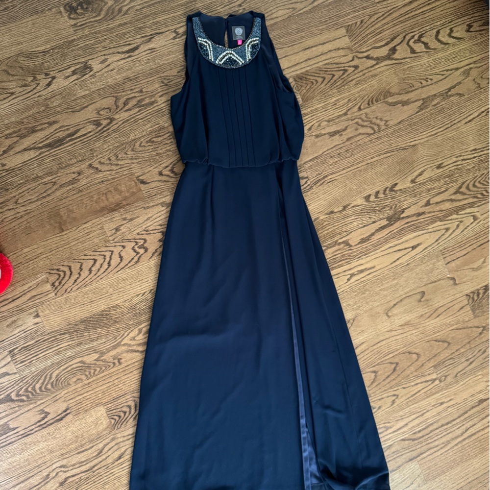 Vince Camuto Black Dress with Beaded Embellishments